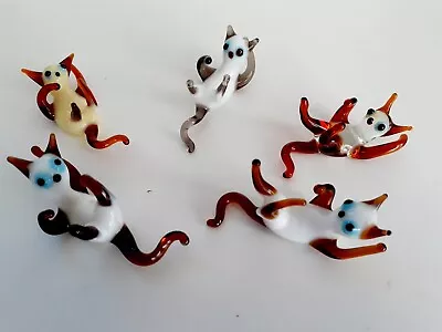 Vintage Murano European Japanese Glass Animals Family Of Cat Figures • £22