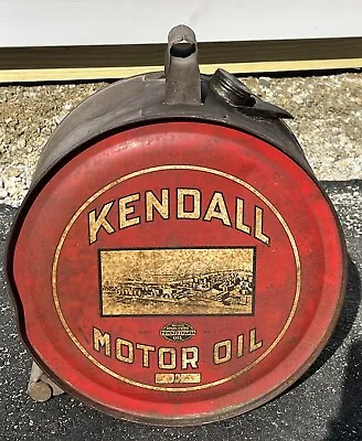 Vintage 1928 KENDALL Motor Oil Rocker Can Gas Station Refinery Graphics 🔥 • $875