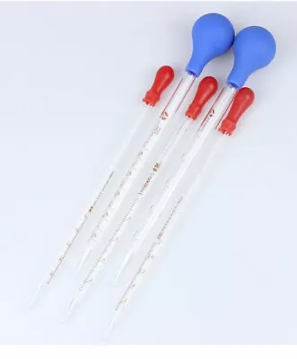 0.1/0.5/1/2/5/10ml Long Glass Dropper Pipette Tube With Calibration Suction Ball • $6.99