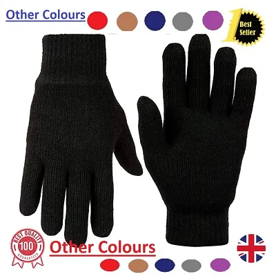 1pc Unisex Mens Womens Warm Winter Thick Thermal Woolen Knitted Stretch Gloves • £2.99
