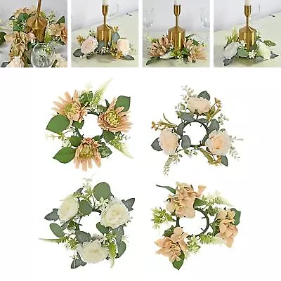 Candle Rings Wreaths Candle Garland Silk Flower Candle Rings Candle Holders • £5.53