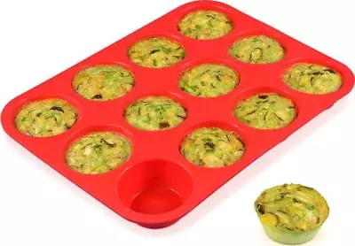 CAKETIME 12 Cups Silicone Muffin Pan - Nonstick BPA Free Cupcake 1 Pack Regular • $19.45