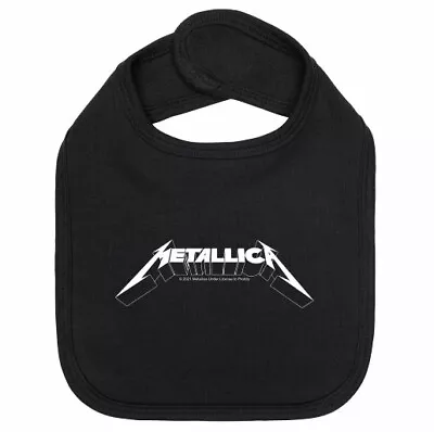 Metallica Logo Organic Cotton Baby Bib Boys Girls Infant Metal Kids Black Bibs • £15.50