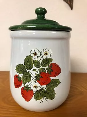 Vintage McCoy Strawberry Canister Bright Red With Green Lid • $22