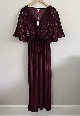 World Market Dress Womens Large Red Velvet Embroidered Wedding Party L/XL NEW • $35.98