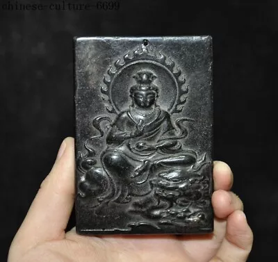 Chinese Meteorite Iron Kwan-yin Guanyin Quanyin Yubi Bi Buddha Amulet Pendant • $29.75