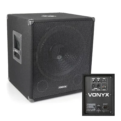 Active Subwoofer 15  Powered PA Sub Bass Speaker Low Pass Built-in Amp DJ 600W • £229