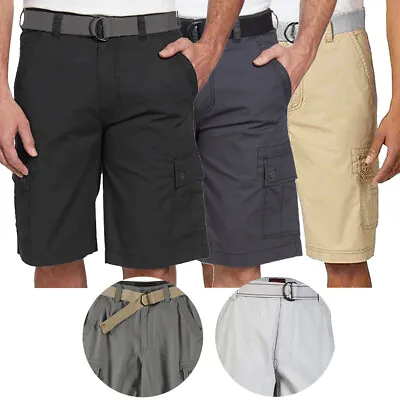 Men’s Cotton Cargo Shorts Multiple Pockets Belt Casual Lose Fit • $16.48