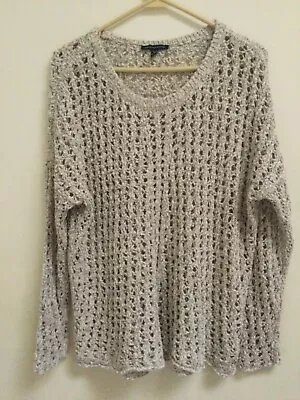 American Eagle Cotton Sweater  Misses XL Long Sleeve Open Cable Knit Pullover • $9.95