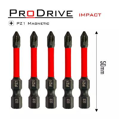 Pozi PZ1 ProDrive Magnetic Impact Drill Driver Screwdriver Bits 50mm (Pack Of 5) • £5.99