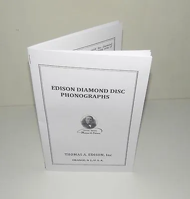 Edison Diamond Disc Phonograph Instruction Manual Reproduction  • $18