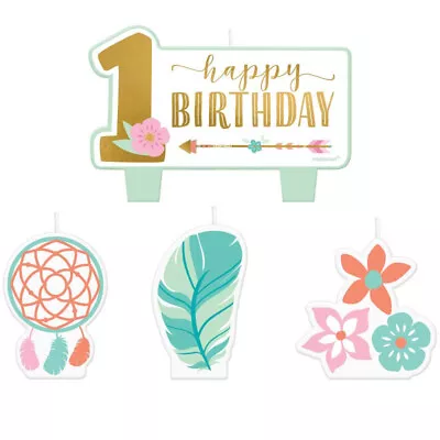 BOHO GIRL 1ST Birthday Cake Candle Set 4 Pieces Kids Party Peace Love • $6.50