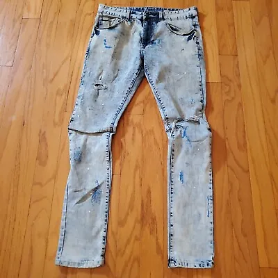 Smoke Rise Mens Sz 34x34 Acid Wash Skinny Jeans Distressed Urban Streetwear  • $24.95