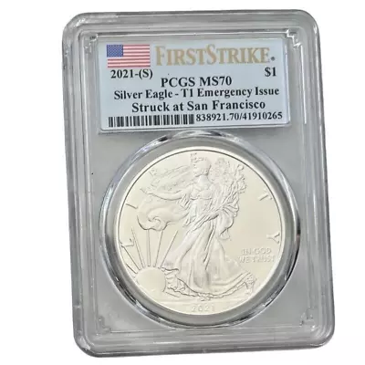 2021 S Silver PCGS MS70 T 1 American Eagle Dollar $1 Emergency Issue • $41