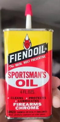 Vintage Fiendoil Sportsman Gun Oil Can Firearms Hunting Display Tin Full Uncut • $49.95