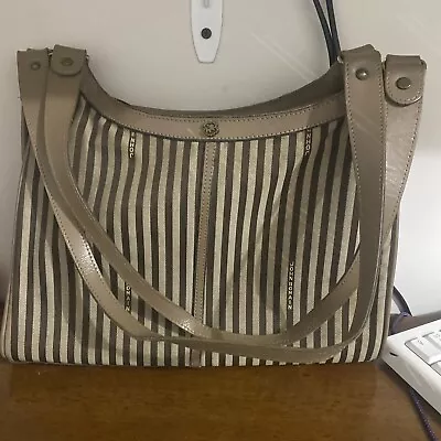 John Romain Signature Stripe Taupe Shoulder Bag Vintage • $24.99