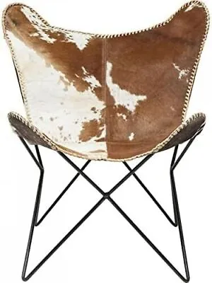 Leather Butterfly Chair-Handmade With Powder Coated Folding Chairs (Cow Print) • £155.74