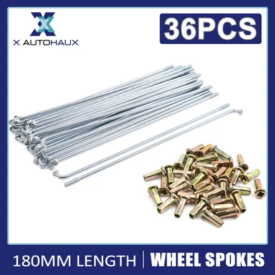 £10.39 • Buy 36 Sets Rim Wheel Plated Spoke 180mm Length Metal With Nipples For Motorcycle