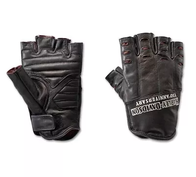 Harley Davidson Mens 120th Anniversary True North Fingerless Leather Gloves XL • $60