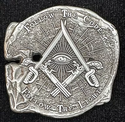 Doubloon Pirate Challenge Coin With Freemason Masonic Symbols Antique Silver • $25