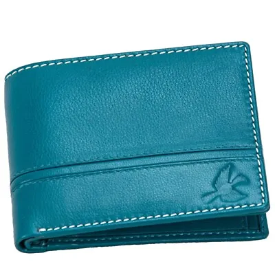 Genuine Leather Wallet For Men With RFID Blocking HORNBULL Denial Aqua • $43.50