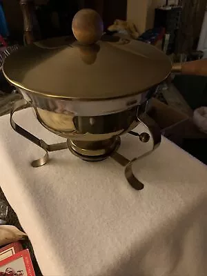 Vintage Copper & Brass Chaffing Dish - Food Warmer Complete 4 Piece Mid Century • $55