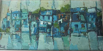 Mid Century Modern Cityscape OIL PAINTING EXPRESSIONIST Signed Christl Hansen! • $650