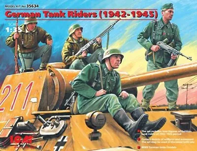 ICM 35634 - 1/35 German Tank Riders 1942-45 (4 X Figure) Model Kit • £12.50