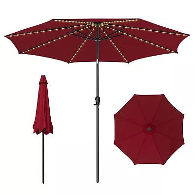 3m Garden Parasol 112 Solar Powered LED Lights Patio Umbrella With Tilt Crank • £74.95