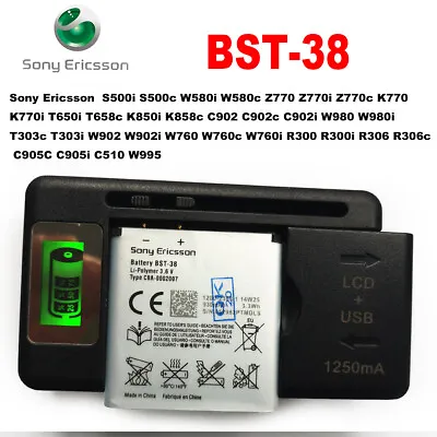 Sony BST-38 Battery + Universal LCD Charger For Ericsson W980 Z770i C510 C902 • $20