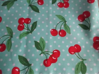 Michael Miller Fabrics Cherry Dot On Green CX-6561 - By The 1/2 Yard • $3.75