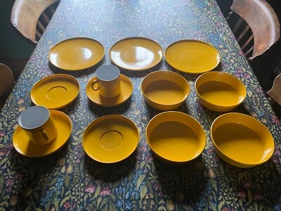 £30 • Buy Vintage Melamine  Picnic Set Encore By Gaydon Yellow - Ideal Camper Van
