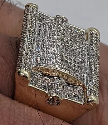 Beautiful Men's Jewelry Cluster Big Band Ring Real Diamond 10K Yellow Gold • $1899.95