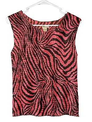 PLEATS PLEASE ISSEY MIYAKE Plisse Womens Tank Top Size Medium Zebra Red Black • $75