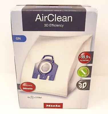 Miele GN Airclean 3D Efficiency Dust Vacuum Bags -  4 Bags & 2 Filters Per Box   • $22.99