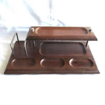 Vintage Wooden Men's Dresser Valet Desk Organizer Tray Jewelry Wallet Coin Caddy • $19.95