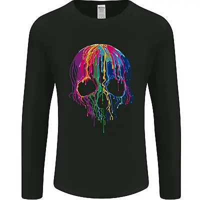 Melting Skull Biker Motorcycle Gothic Mens Long Sleeve T-Shirt • £11.99