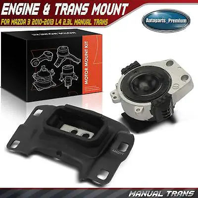 2x Engine Motor & Transmission Mount For Mazda 3 2010-2013 L4 2.3L Manual Trans. • $55.99