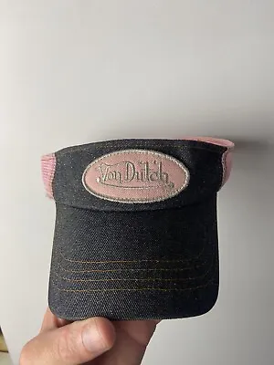 Von Dutch Hat Cap Vintage Y2K Visor ￼Embellished Rhinestone 2000’s Adult Size • $38.53