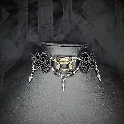 Vertebra Goth Choker Handmade Macramé Necklace Punk Witch Collar Gothic Bones • $58.51