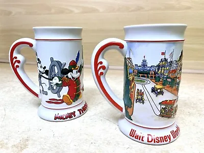 Disney Mickey Mouse & Disney World Ceramic Vintage Beer Stein/Tankard Mug X2 • $24.65