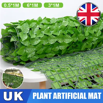 3M 6M Artificial Hedge Ivy Leaf Garden Fence Roll Privacy Screen Balcony Cover++ • £4.99