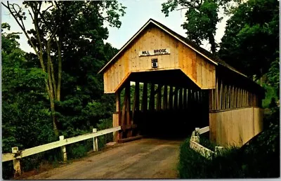 Mill Or Meridan Covered Bridge Plainfield New Hampshire VTG Chrome Postcard A42 • $6