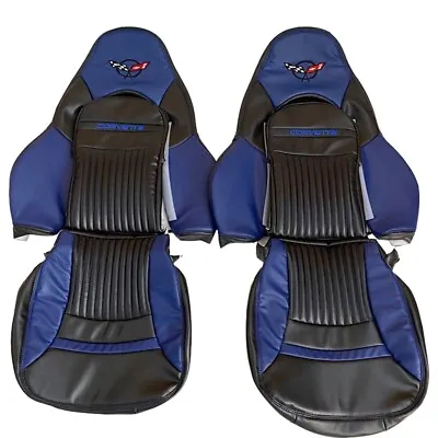 Corvette C5 Sports 1997-2004 In Blue & Black Fuax Leather Car Seat Covers • $270