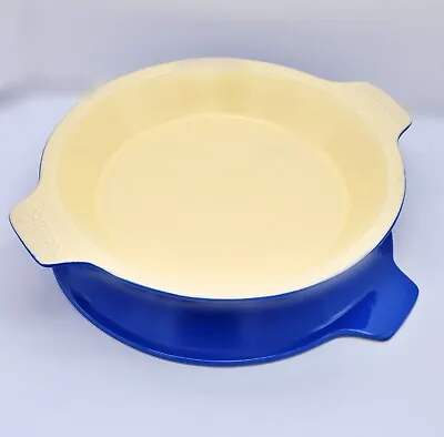 $29.94 • Buy 2 VTG 9 3/4  Pair TECHNIQUE Au Gratin Pie Serveware Baking Dishes -Blue Ceramic