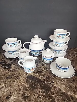 Villeroy & Boch Naif Christmas Tea Set Teapot Cups Saucers Creamer Sugar 16 Pc • $249.99