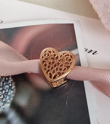 £33.99 • Buy PANDORA 14k ROSE GOLD FILIGREE LOVE AND ROMANCE CHARM ALE R EXCELLENT CONDITION
