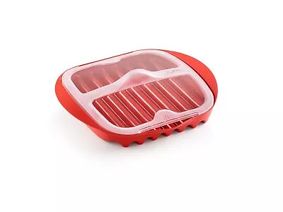 Lekue Microwave Bacon Maker/Cooker With Lid Red 11.02  L X 9.8  W X 2.3  H • $26.99