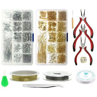 Jewellery Making Kit Findings Jump Rings Earring Hook Necklace Repair Tools Set • $16.19