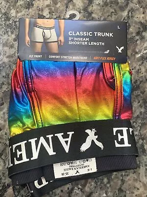 American Eagle Metallic Rainbow Classic Trunk  3” Inseam Shorter Length -RARE! • $19.50